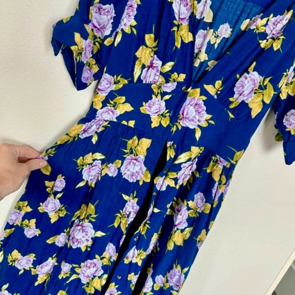 Free People Printed Love of My Life Midi Dress Floral Blue XS Button Front Midi - Picture 3 of 16